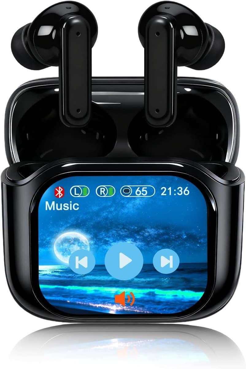 Vertaler hoofdtelefoon - vertaaltingshoofdtelefoon met real-time vertaling, in-ear vertaling, oordopjes met touchscreen, 156 talen koptelefoon, vertaler - real-time met ANC-microfoon en app voor — afbeelding 1