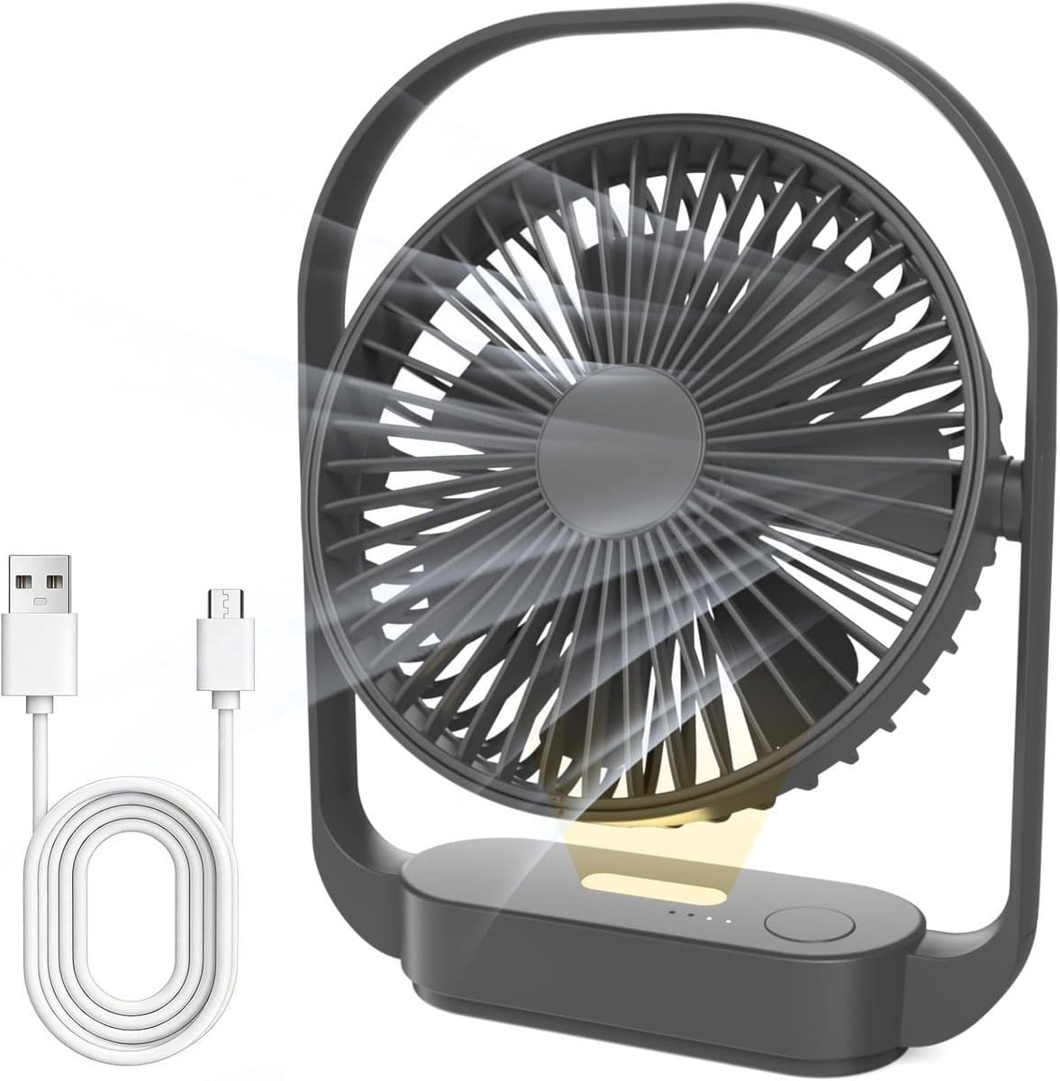 Solvix tafel ventilator geluidloos - Draadloze Tafelfan - Zwart - 4000mAh Batterij - 4 Snelheden - Voor Thuis, Kantoor en Reizen — afbeelding 1