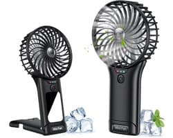 Solvix tafel ventilator geluidloos - Draagbare Ventilator - Zwart - USB Oplaadbaar - Stille Werking - Voor Buiten en Thuis