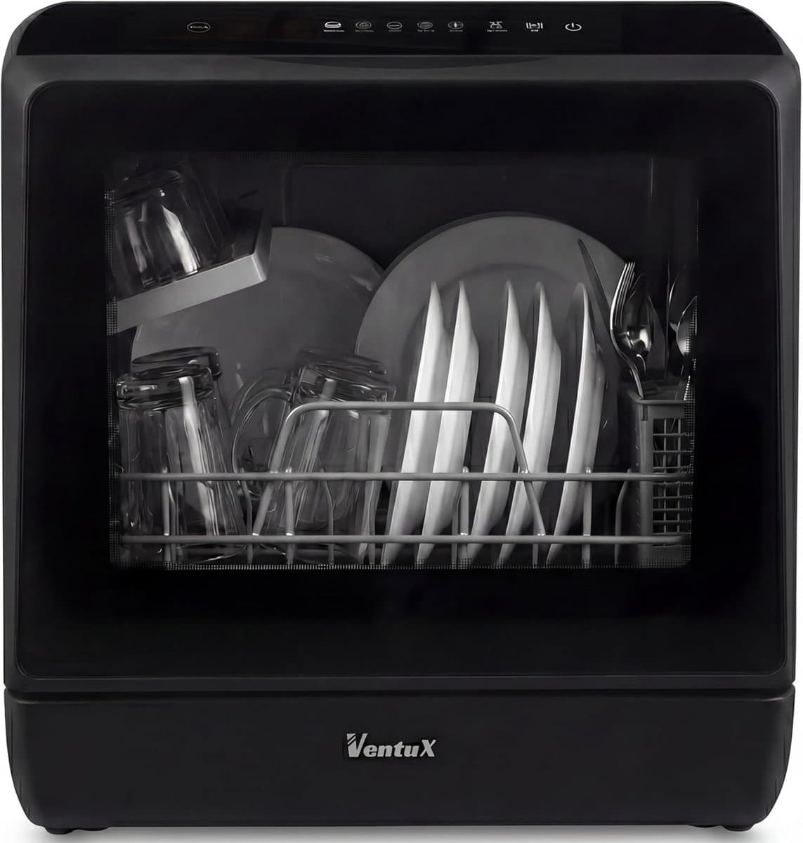 Compacte Vaatwasser - Mini Vaatwasser - Appartement Keuken - App Bediening - 42.5 cm Hoog - Zwart — afbeelding 1