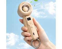 Draagbare Mini Ventilator - USB Oplaadbaar - 5 Snelheden - LED Display - Met Ophangring - Voor Hand, Bureau, Reizen, Concerten & Outdoor