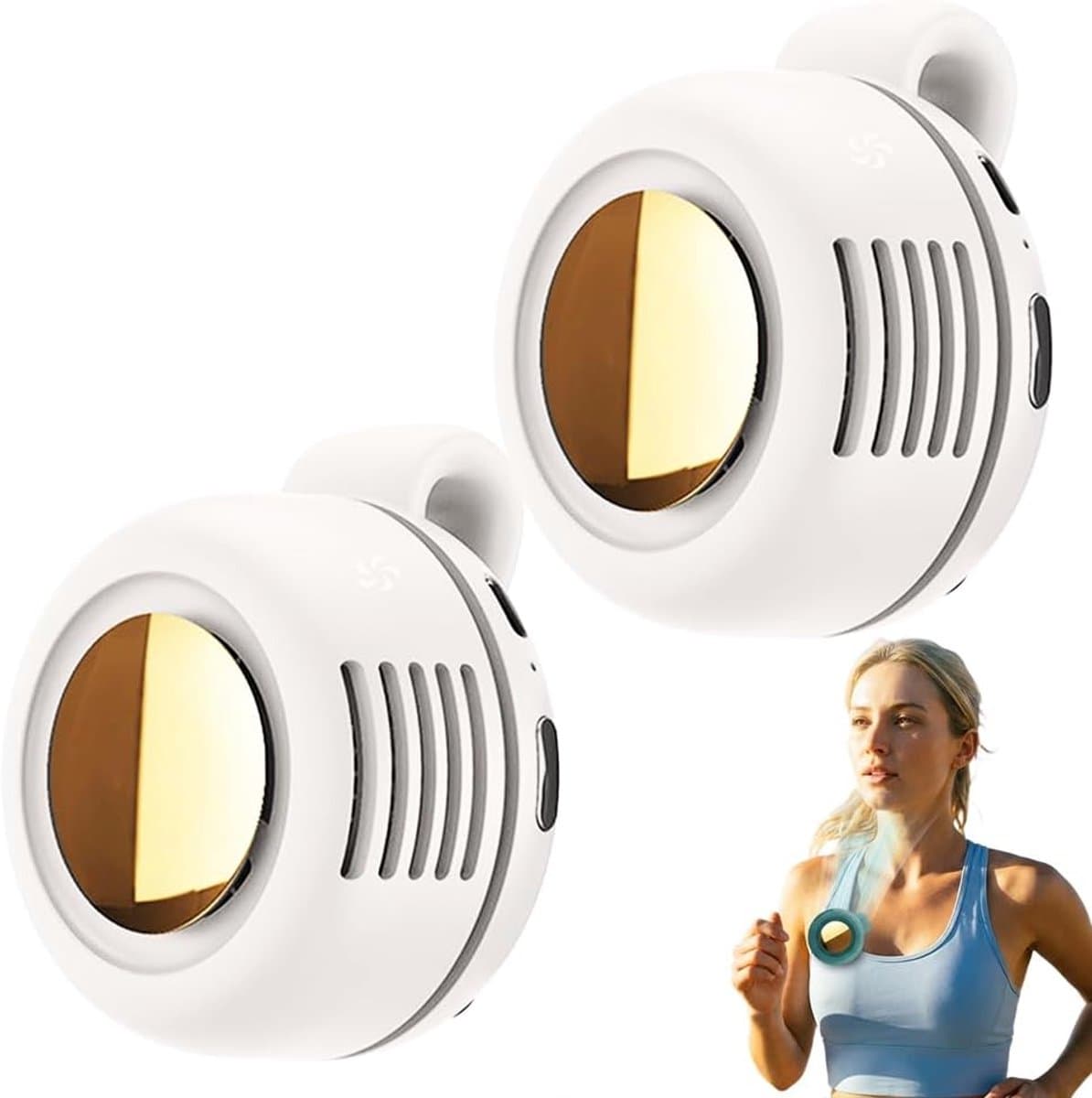 Mini draagbare ventilator, 360° draaibare ventilatiezakventilator, 3 instelbare windsnelheden, geschikt voor buitenactiviteiten in de zomer, reizen en kantoorgebruik (wit, 2 stuks) — afbeelding 1
