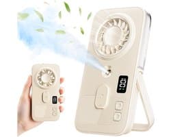 Draagbare Handheld Misting Ventilator, Oplaadbare Mini Persoonlijke Ventilator met 4 snelheden, Lichtgewicht Reis Koeling Spray Hand Ventilator, Rustige werking voor buiten, Camping