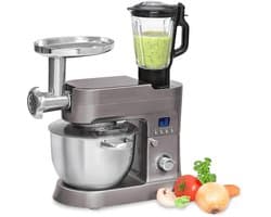 SnelShoppen - Planetaire mixer 1200 W met roestvrijstalen kom 6,2 l - Kneed, hak en meng met 12 snelheden, timer en soft-startfunctie voor keuken en f