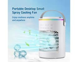 Draagbare mini-airco voor slaapkamers – Mini-luchtkoeler met ijsbakje & USB-ventilator – Voor thuis en op kantoor (Wit)