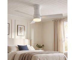 Plafondventilator met lamp - Diameter 106.6 cm - 3 kleurtemperaturen en 6 stille snelheden - omkeerbare motor - modern - Wit