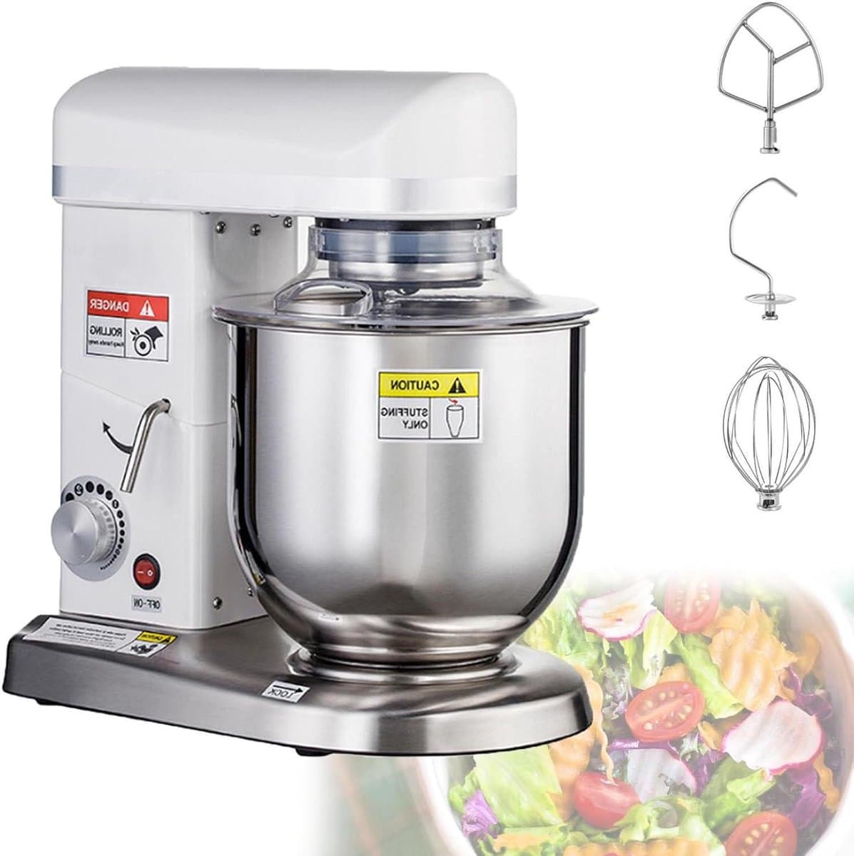 Keukenrobot - Deegmixer - Bakken en mengen - 3-in-1 hulpstukken - 10 Liter kom - Wit — afbeelding 1