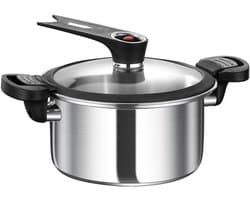 Druk Slow Cooker - Multicooker Pot - Gezond Koken - Antiaanbaklaag - 3.5 Liter - Zilverachtig Zwart
