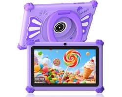 SnelShoppen - Ascrecem Kids Tablet 7 Inch Android 15 Kinder Tablet met 2.4G+5G WiFi6 Penta Core 6GB RAM 32GB ROM Kindertablet Dubbele Camera 128GB Uit