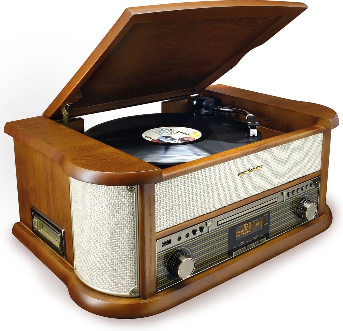 Soundmaster NR566BE Nostalgisch stereo muziekcenter met DAB+, bluetooth, platenspeler, CD en cassettespeler — afbeelding 1