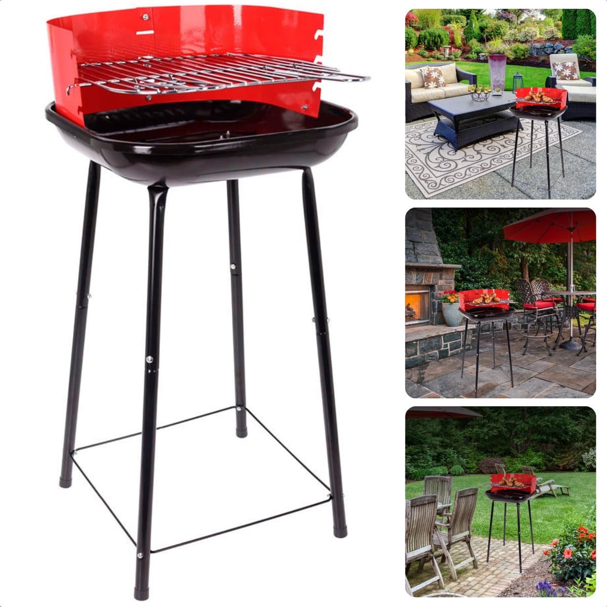 Houtskoolbarbecue - Houtskool BBQ - Barbecue - 41cm - Windscherm - Grillrooster - Vuurschaal 0,7mm - Gewicht 2.8kg - Inclusief EBOOK — afbeelding 1