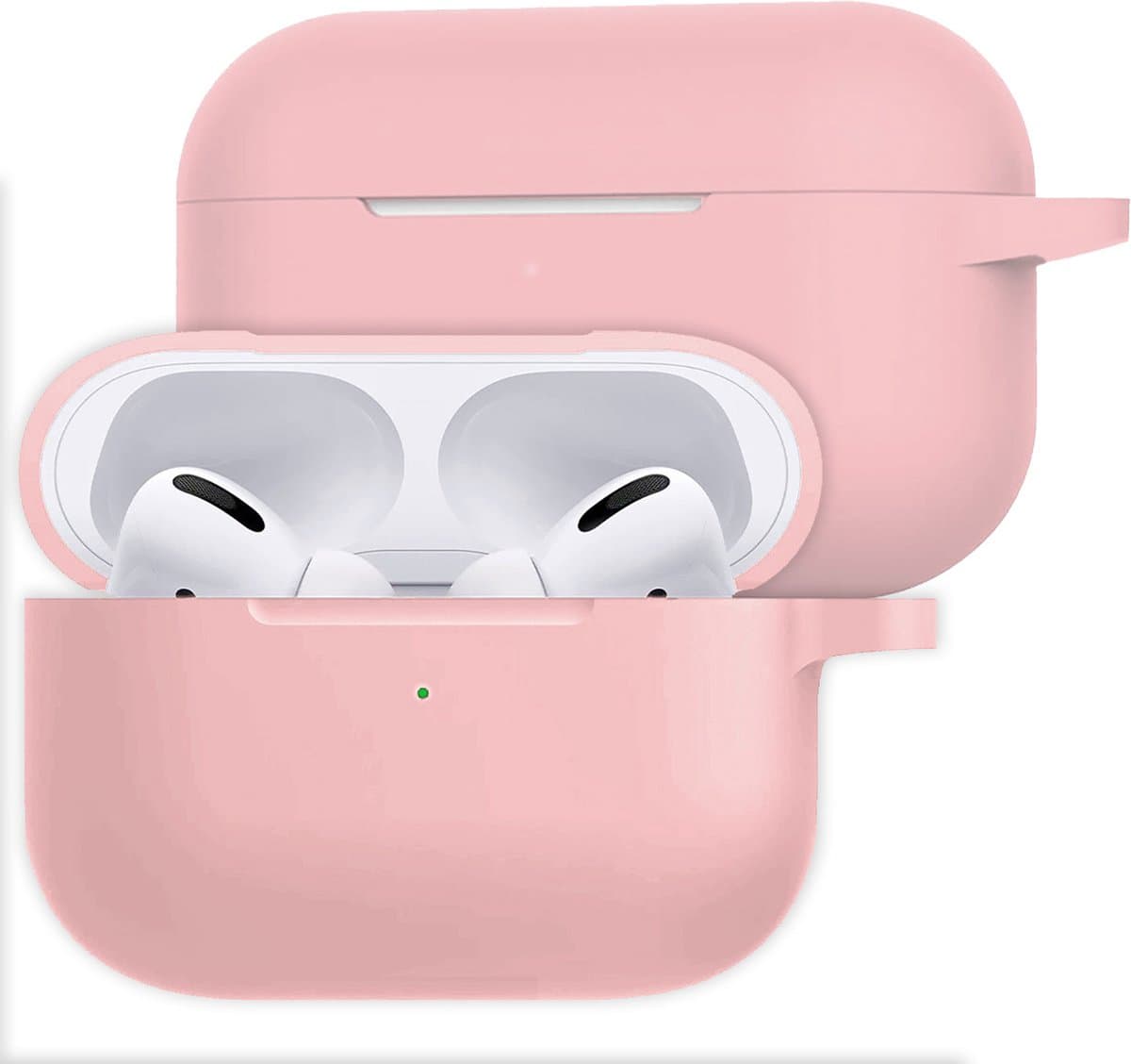 Hoesje Geschikt voor Apple AirPods Pro 2 - Siliconen Hoes met Clip - Silicone Case Cover - Lichtroze — afbeelding 1