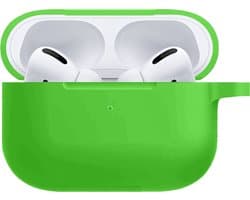 Hoesje - Geschikt voor Apple AirPods Pro 2 - met Clip - Siliconen Hoes - Silicone Case Cover - Groen