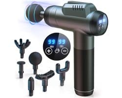 Massagepistool voor diepe weefselmassage - 99 snelheden - Krachtige percussiemassage met LCD-touchscreen - Handmassageapparaat met 6 massagekoppen voor spierpijn en ontspanning