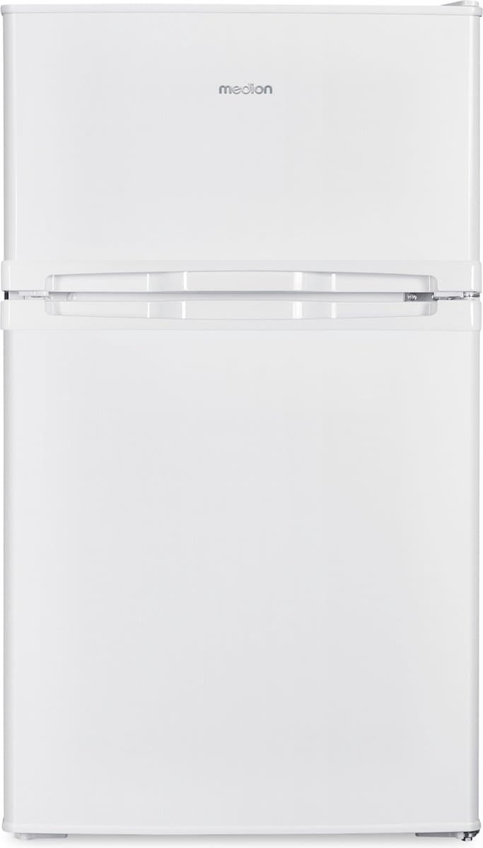 MEDION Mini koel-vriescombinatie (85 liter, 61L koelgedeelte, 24L vriesgedeelte, vrijstaand, 40 dB, transparante groentelade, deurscharnier verwisselbaar, MD 37689) wit — afbeelding 1
