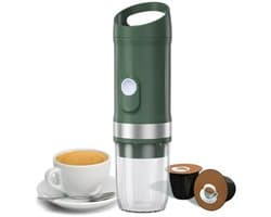 Draagbare koffiemachine - Draagbare espressomachine -Draagbaar Koffiezetapparaat-Koffie Druppelhouder-Snelle Waterverwarming - Capsules & gemalen koffie - 20 bar - Draagbare koffiemachine -Reis & camping koffiezetapparaat - Forest Green