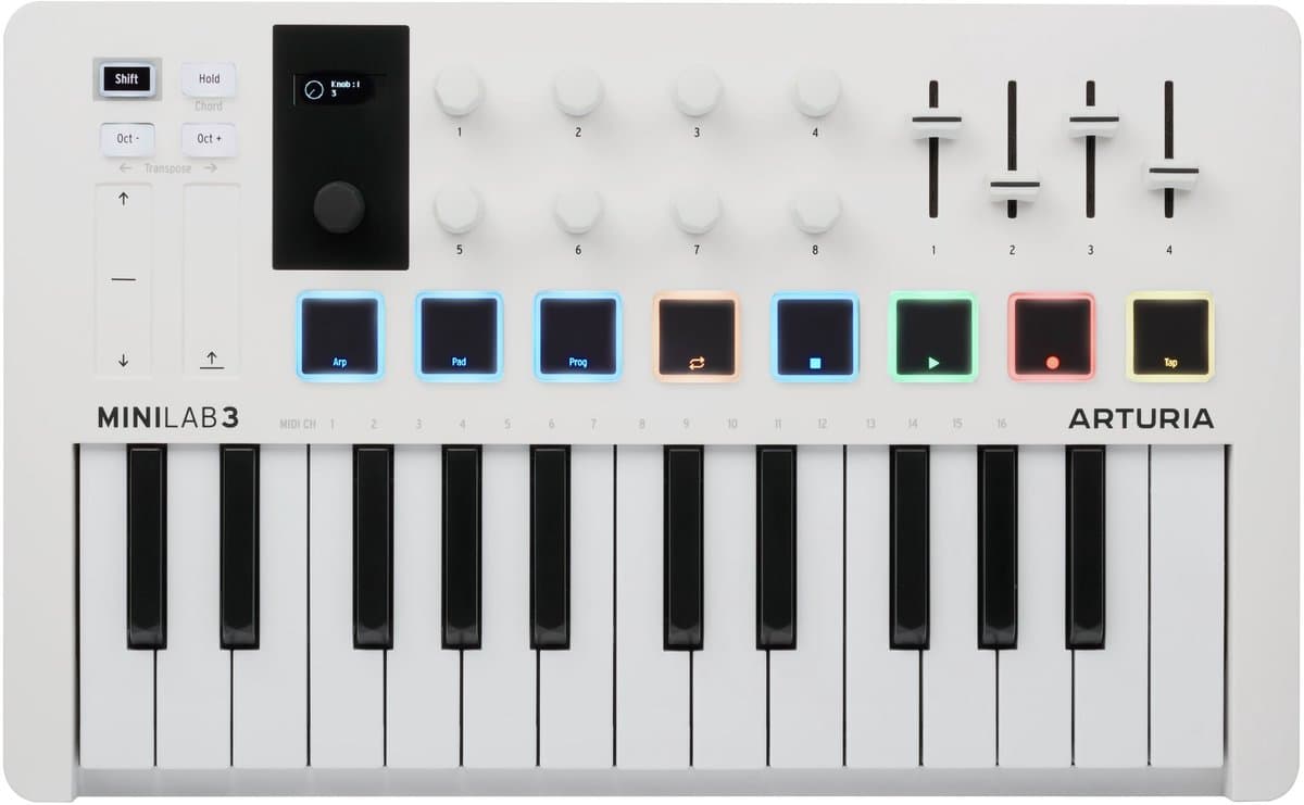 Arturia Minilab 3 - MIDI keyboard & pad controller - Wit — afbeelding 1