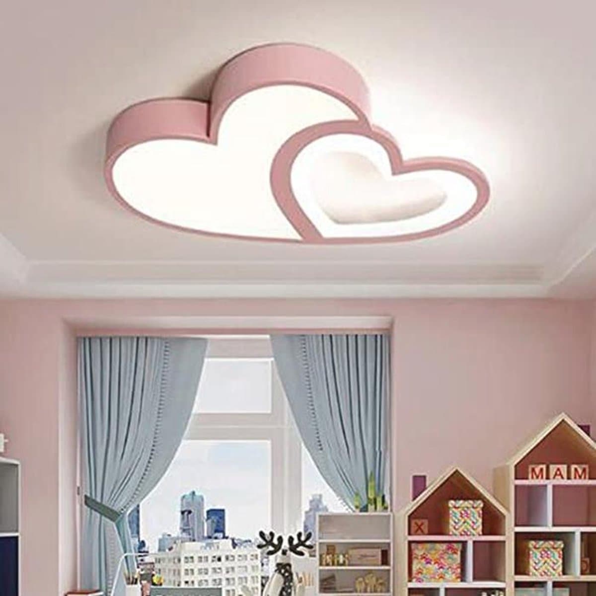 Moderne Dimbare Plafondlamp met Afstandsbediening voor Kinderkamer - Cartoon Design en Verzachte Kleuren — afbeelding 1