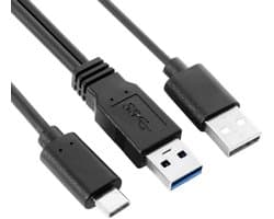 USB-C naar Dual USB Y-Kabel | Extra Stroom en Data voor Externe Harde Schijf en Laptop