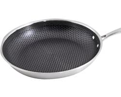 Cheffinger, Wok 32cm met honingraatcoating en lange steel, Zilver