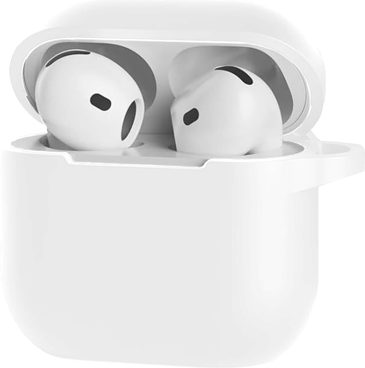 Bescherm je AirPods 4 met onze handige Siliconen Hoes - Geschikt voor Apple AirPods 4 - Met Clip Cover - Wit — afbeelding 1