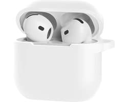 Bescherm je AirPods 4 met onze handige Siliconen Hoes - Geschikt voor Apple AirPods 4 - Met Clip Cover - Wit