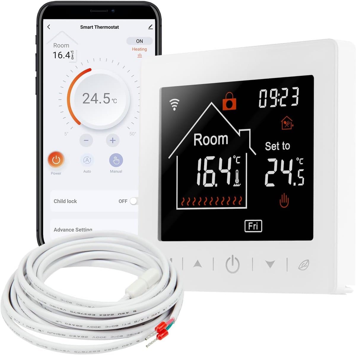 Slimme WiFi Kamerthermostaat voor Elektrische Vloerverwarming en App Bediening — afbeelding 1