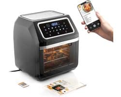 Grote Airfryer 12L - 1800W - RVS - Zwart - Hete Lucht Friteuse met Timer