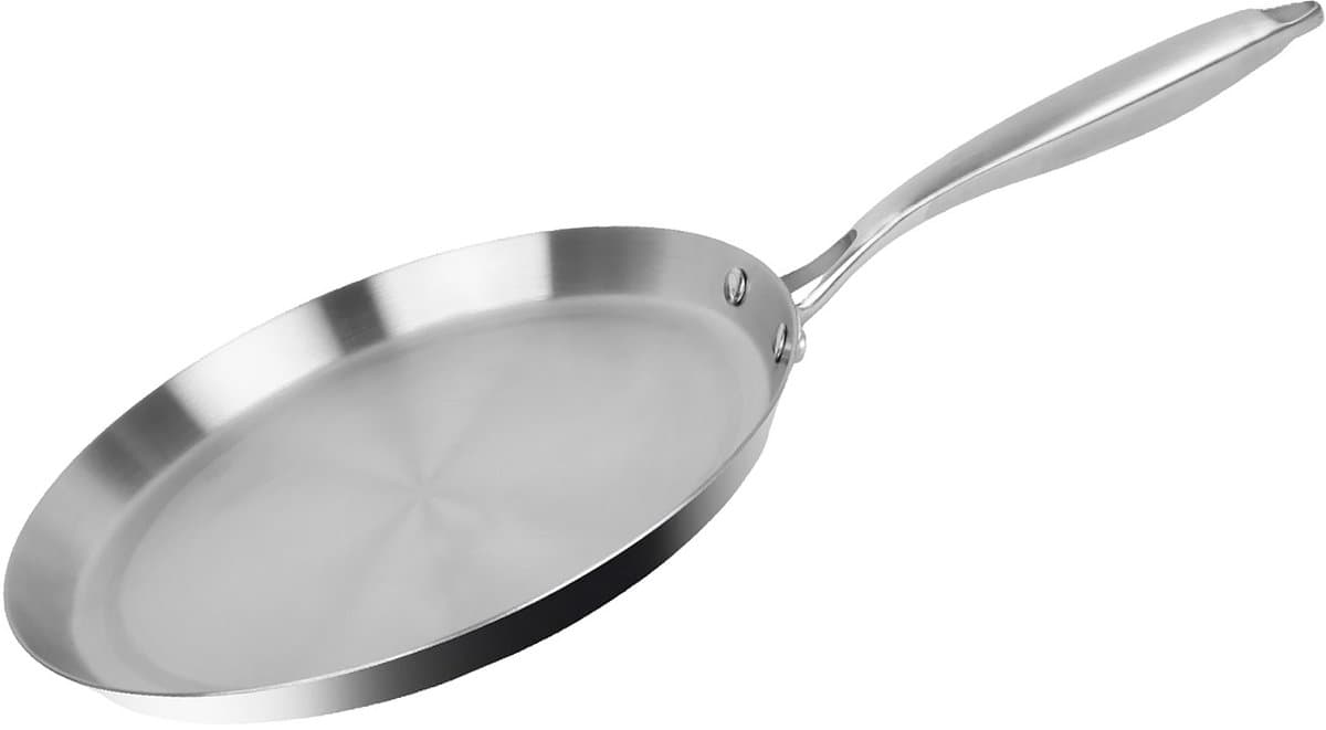 Cheffinger, Crêpepan 28 cm van Roestvrij Staal Geschikt voor Alle Warmtebronnen Inductie, Zilver — afbeelding 1