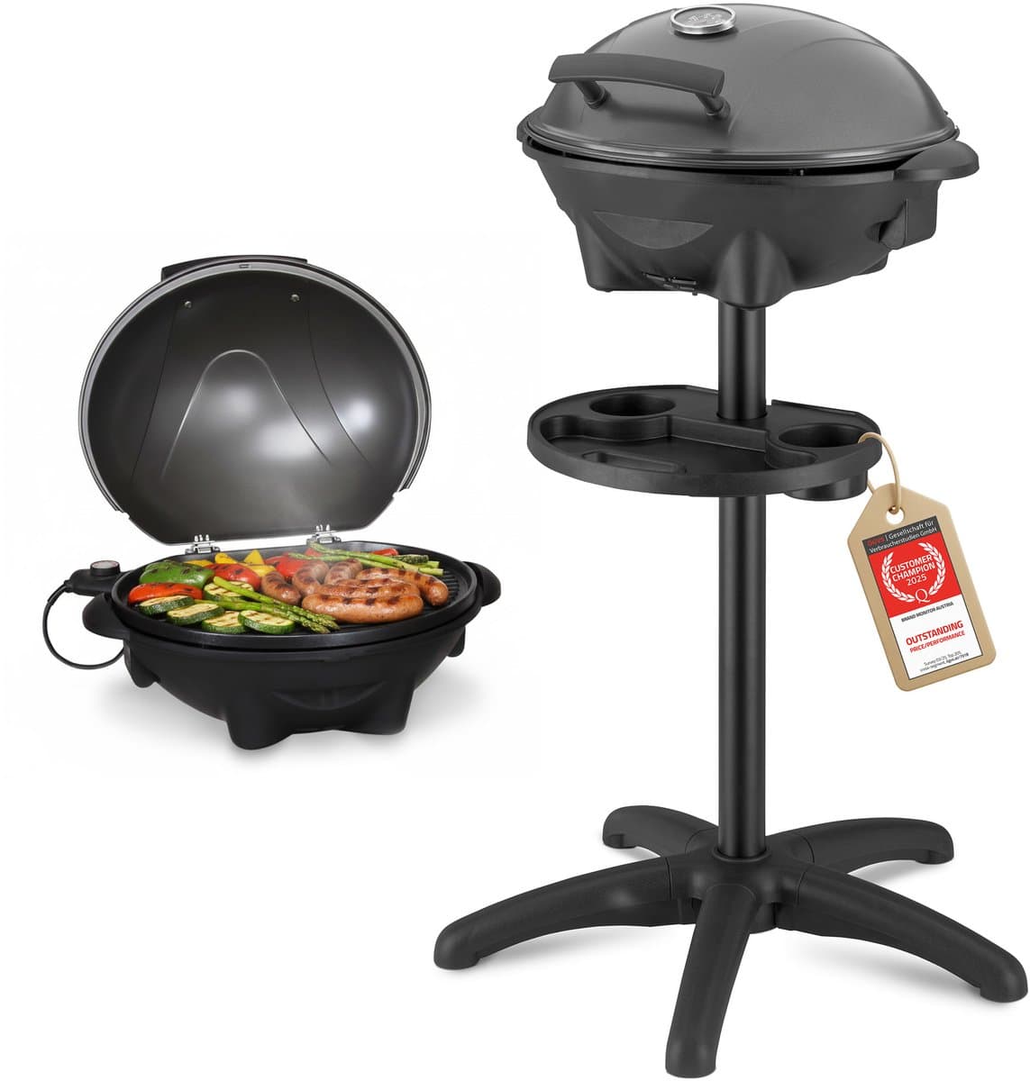 TZS First Austria Elektrische BBQ - met Grillplaat - 2400 W - Grilloppervlak 44 x 33.5cm - Zwart — afbeelding 1