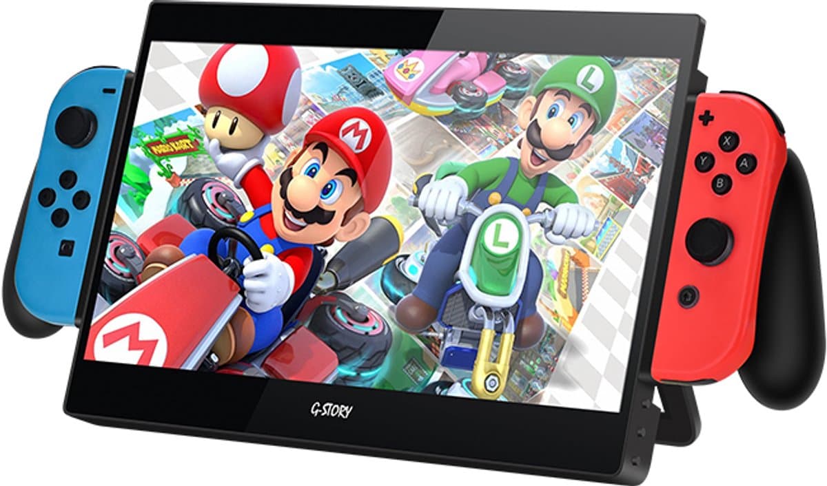 Gloovon® Draagbare Gaming Monitor - 10.1 inch Full HD IPS - Voor Nintendo Switch & OLED - Met Accu & Speakers - Plug & Play - Zwart — afbeelding 1