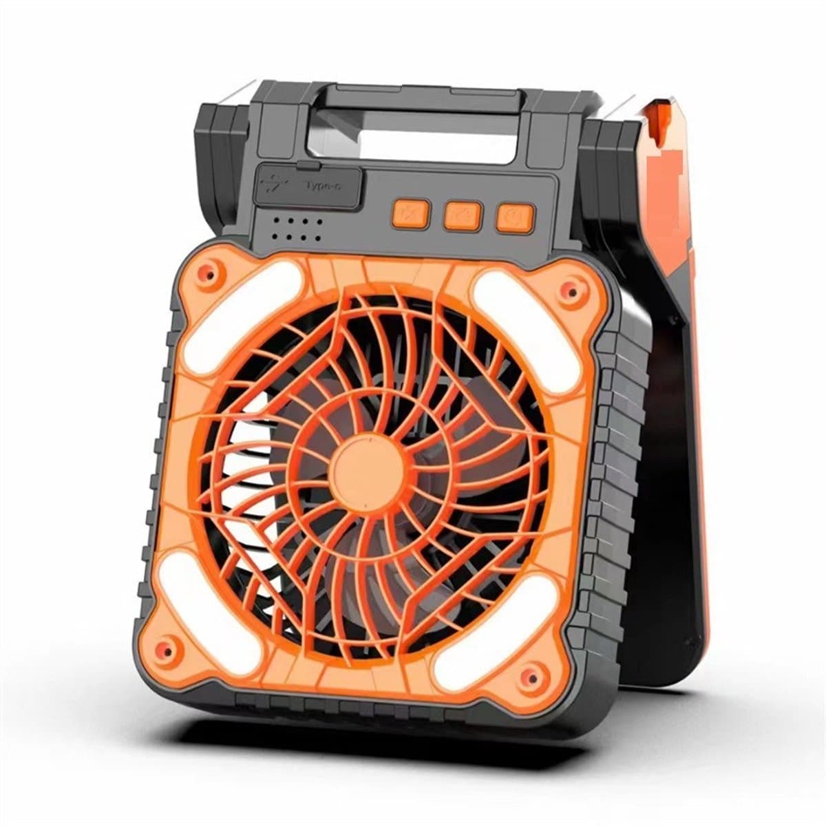Camping Ventilator Met LED Lamp, USB Ventilator, Oplaadbaar, 4 Snelheden, 90掳 Draaibaar, Timer — afbeelding 1
