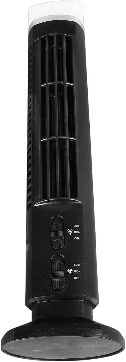 Bladeless Tower Fan - Stille Ventilator - Persoonlijke Koeling - 90 Graden Oscillatie - 33 cm Hoog - Zwart — afbeelding 1