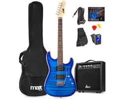 Max GigKit Elektrische gitaar 4/4 - Met 40 Watt versterker en accessoires - Donker blauw