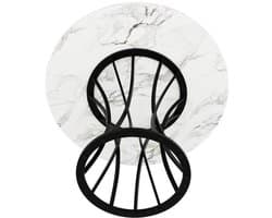 Rondetafel – Ronde Eettafel – Keukentafel – Tafel – MDF Tafel – Marmeren Blad – Glanzende Metalen Poten – 80x80x76 cm – Lichtgewicht & Luxe