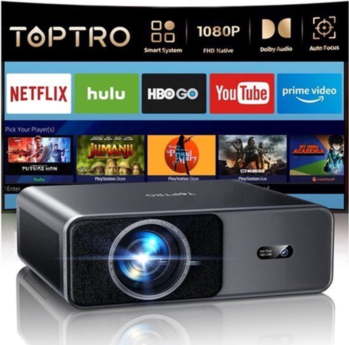 Beamer 1500 ANSI Lumen - Full HD 1080p Resolutie - 75 Watt Vermogen - LCD - Kleur - Home Theater Projector — afbeelding 1