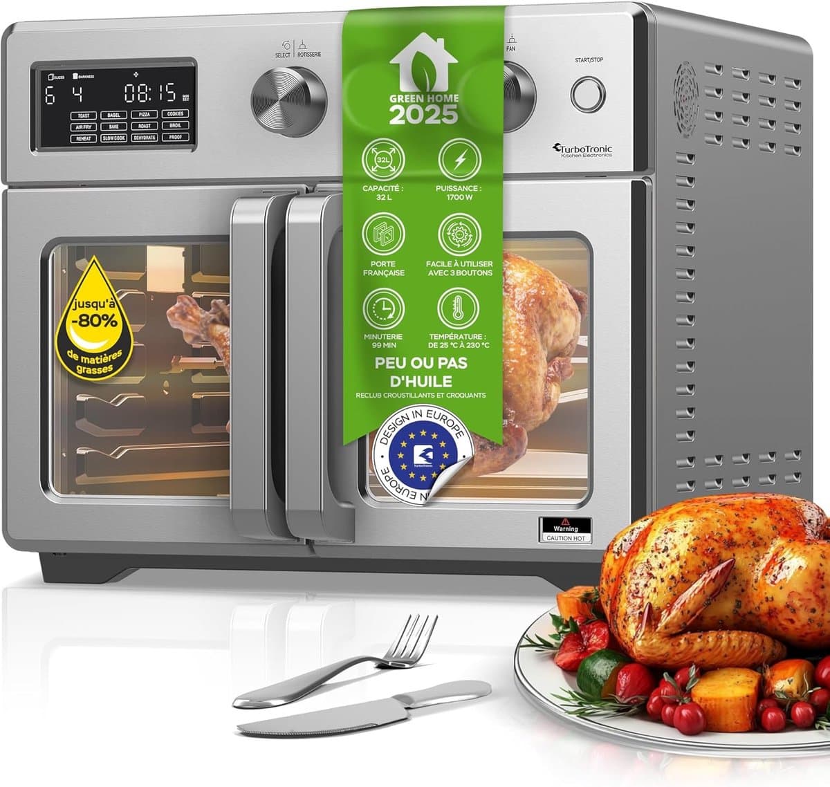Mini-oven 4-in-1 | Heteluchtoven en Airfryer XXL met Draaispies en Accessoires | 32L — afbeelding 1