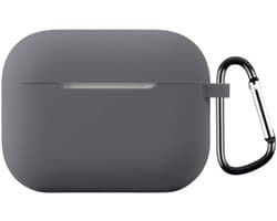 Coverup Hoesje - Geschikt voor AirPods Pro 3 Hoesje - Coverup Siliconen AirPods Case met Sleutelhanger - Donkergrijs