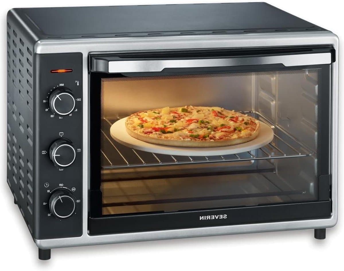 Bak-Toastoven met Convectiefunctie 1800 W Incl. Pizzasteen - Zilver/Zwart - 2058 Wacht Mee — afbeelding 1