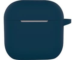 Hoesje - Geschikt voor Apple AirPods 4 / 5 - met Clip - Siliconen Hoes - Silicone Case Cover - Navy
