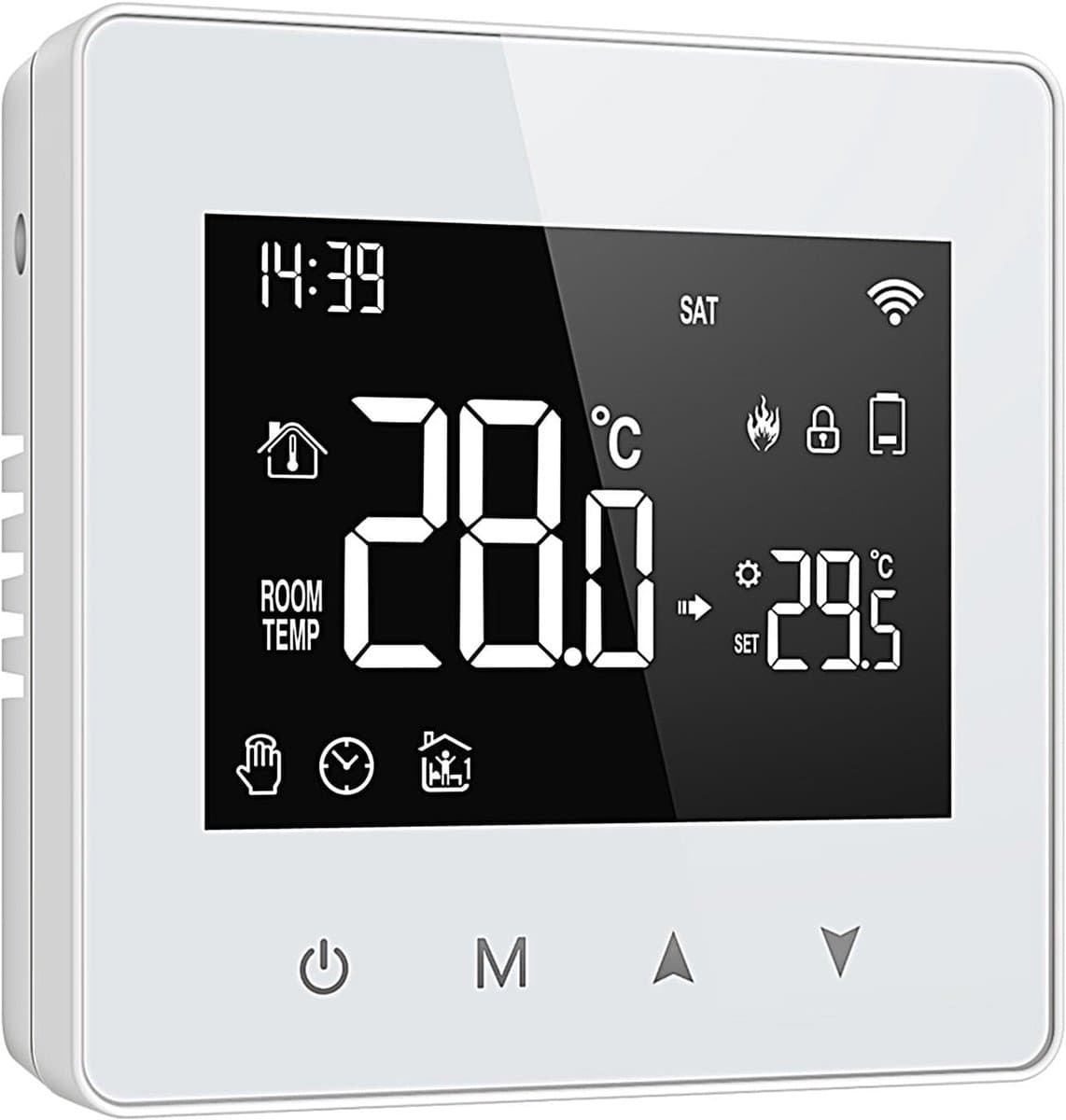 Slimme Thermostaat - Digitale Regelaar - Energie Besparen - App en Spraakbesturing - 8.6 x 8.7cm - Wit — afbeelding 1