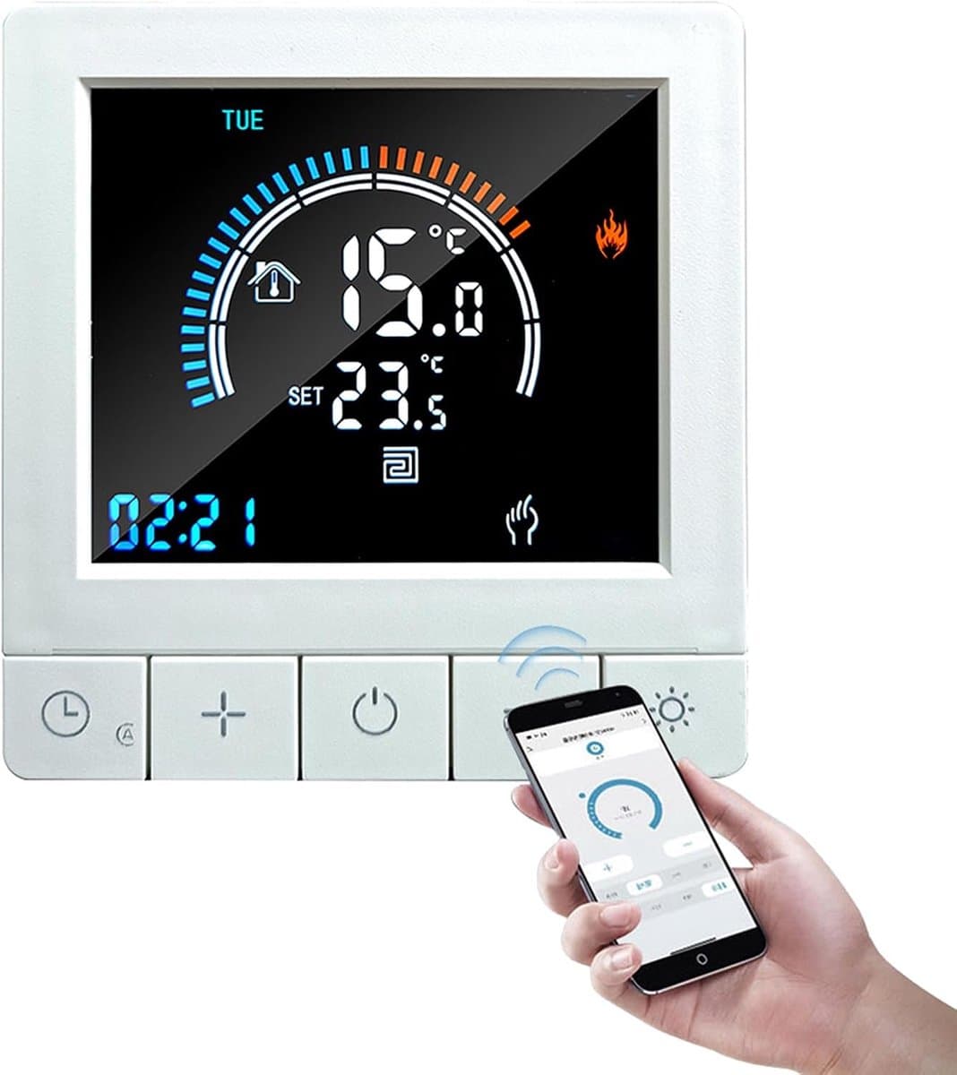 Digitale Thermostaat - Slimme Regelaar - Verwarming Instellen - Wifi App Bediening - 86x86x14 mm - Wit — afbeelding 1