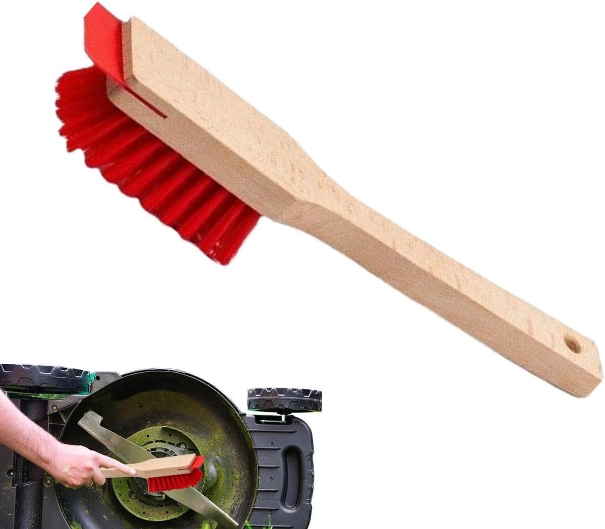 Maaidek Schraper - Grasmaaier Reiniger - Onderhoud Gazonmaaier - Verfveilige Reiniging - 40.5 cm - Houten Borstel — afbeelding 1