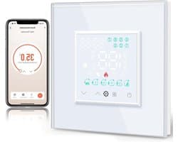 Slimme Thermostaat - Temperatuurregelaar - Verwarming Instellen - App & Spraakbesturing - 8.6 x 8.6 cm - Wit