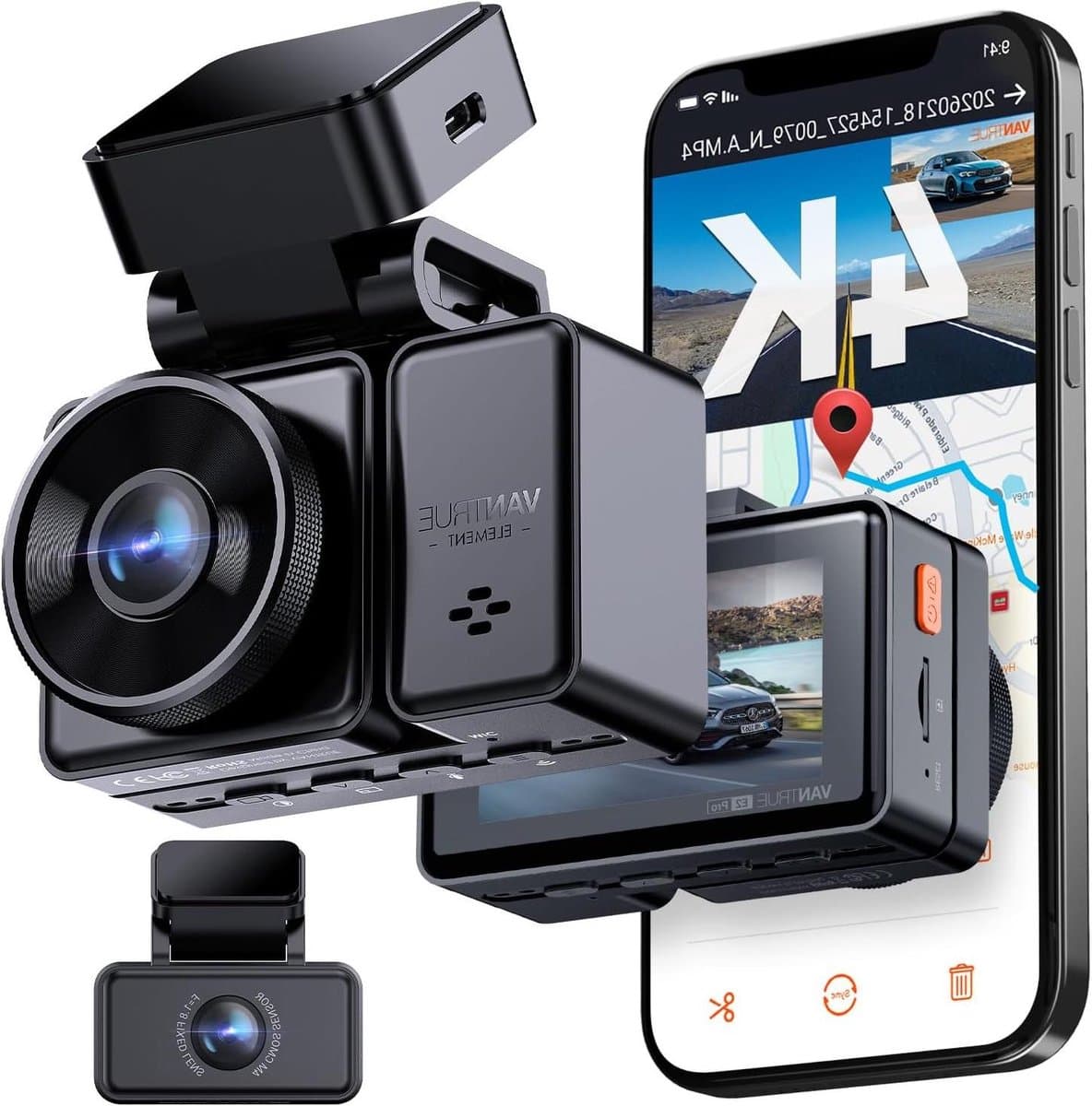 Dashcam - Autocamera Video - Veilige Rit - 4K Resolutie - 2 Inch Display - Blauw — afbeelding 1