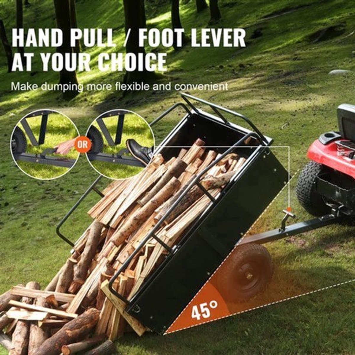 Tuinaanhangwagen - Utility Trailer - Dumpkar - Zwaar Uitgevoerd - met Afneembare Zijkanten - voor Rijden - Grasmaaier - Tractor - Ijzer - 200 x 76 x 76 cm - Zwart — afbeelding 1