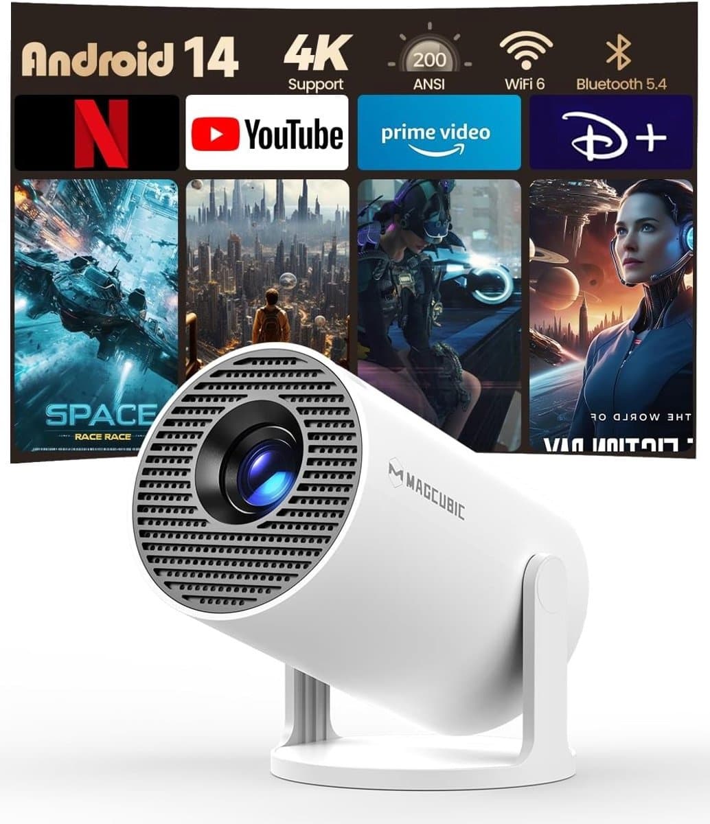 Draagbare Projector - Compact - 4K Ondersteuning - 180° Draaibaar - Voor Thuisbioscoop en Buitengebruik — afbeelding 1