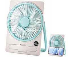 Solvix tafel ventilator geluidloos - Oplaadbare USB Ventilator - Blauw - Draaibare Houder - Stil en Energiezuinig - Voor Thuis, Camping en Reizen
