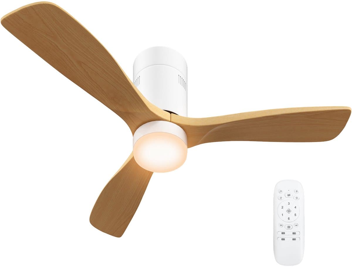 NordHaus Plafondventilator - LED-verlichting - Plafondlamp - 6 snelheden - Lichtbruin, Ø117 cm met afstandsbediening — afbeelding 1