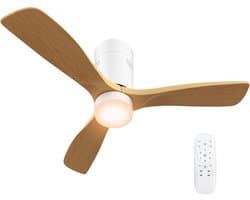 NordHaus Plafondventilator - LED-verlichting - Plafondlamp - 6 snelheden - Lichtbruin, Ø117 cm met afstandsbediening